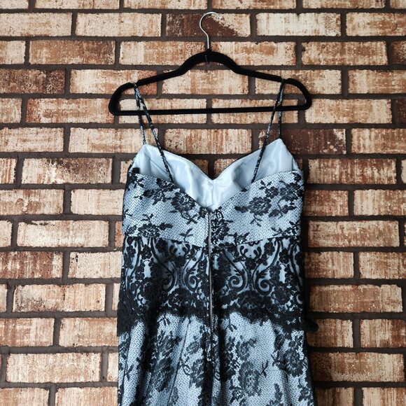 Montage Mon Cheri Formal Blue Black Lace Evening Gown Size 8 - Picture 6 of 6